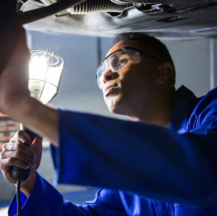 Mechanic working on an engine